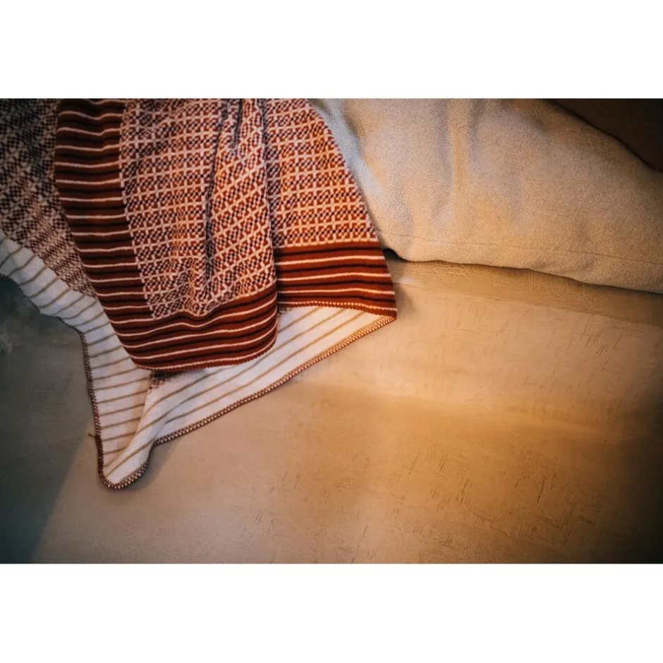 Pomax Plaids-CORFINO - couverture - coton / acrylique - L 200 x W 150 cm - rouille