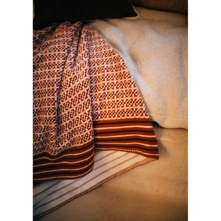 Pomax Plaids-CORFINO - couverture - coton / acrylique - L 200 x W 150 cm - rouille