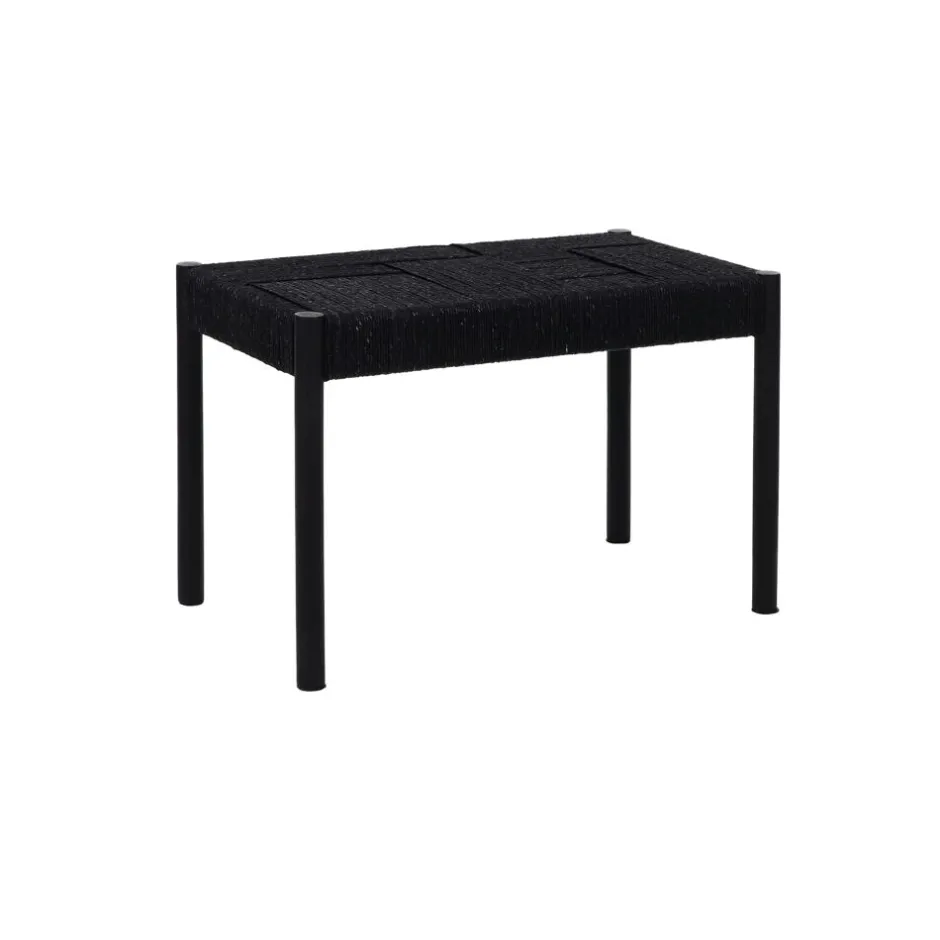 Pomax Bancs-CULLINAN - repos-pieds - bois de mangier / jonc de mer - L 60 x W 35 x H 40 cm - noir