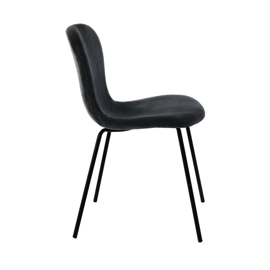 Pomax Chaises-DAIA - chaise - velours / métal - L 53 x W 49 x H 80 cm - anthracite