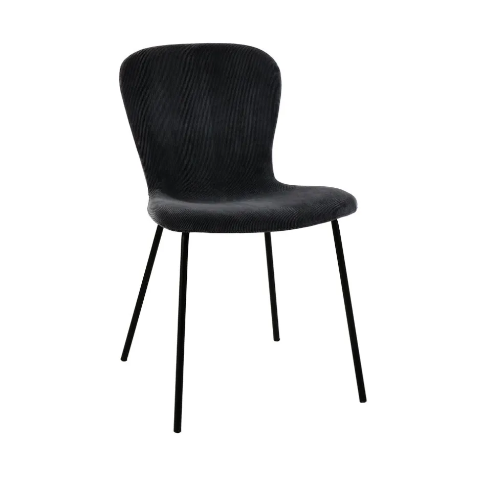 Pomax Chaises-DAIA - chaise - velours / métal - L 53 x W 49 x H 80 cm - anthracite