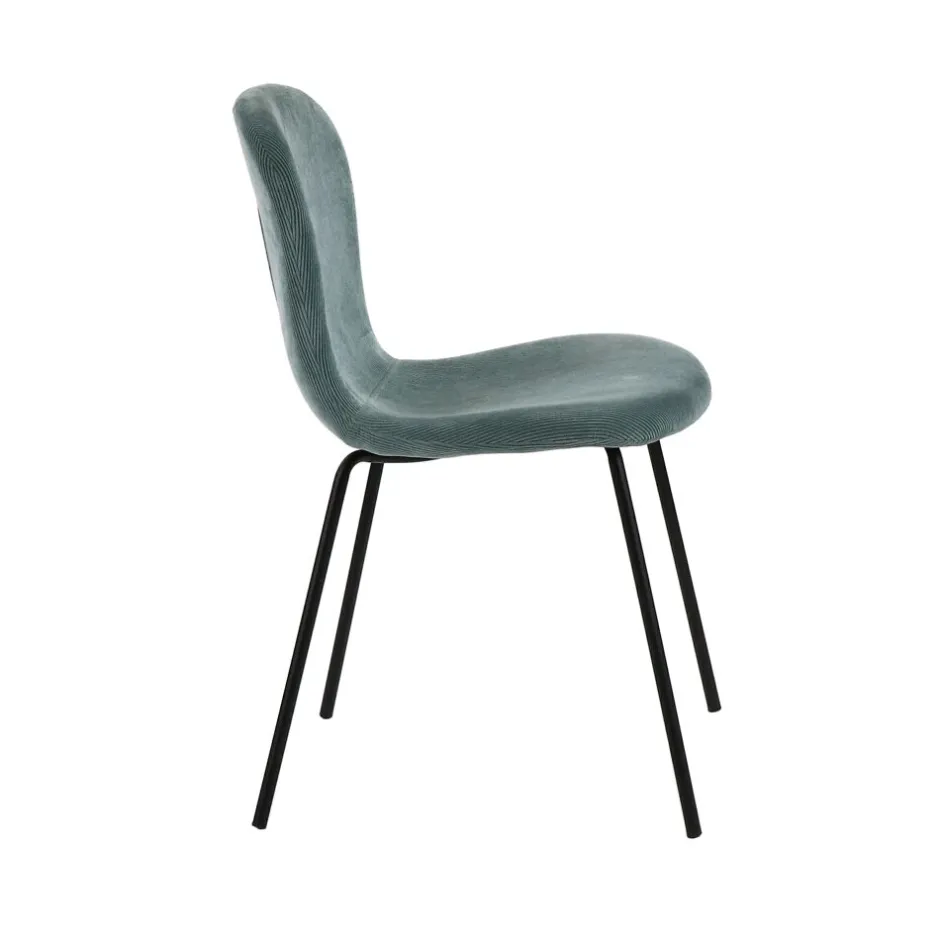 Pomax Chaises-DAIA - chaise - velours / métal - L 53 x W 49 x H 80 cm - gris vert