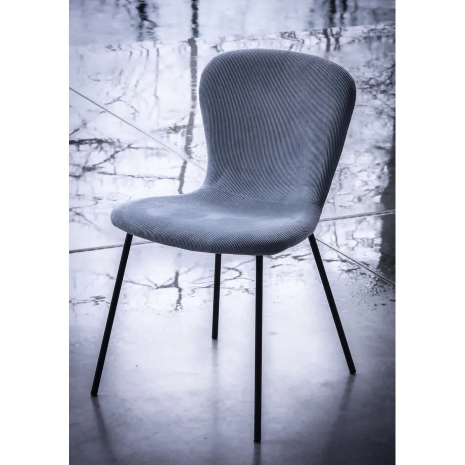 Pomax Chaises-DAIA - chaise - velours / métal - L 53 x W 49 x H 80 cm - gris vert