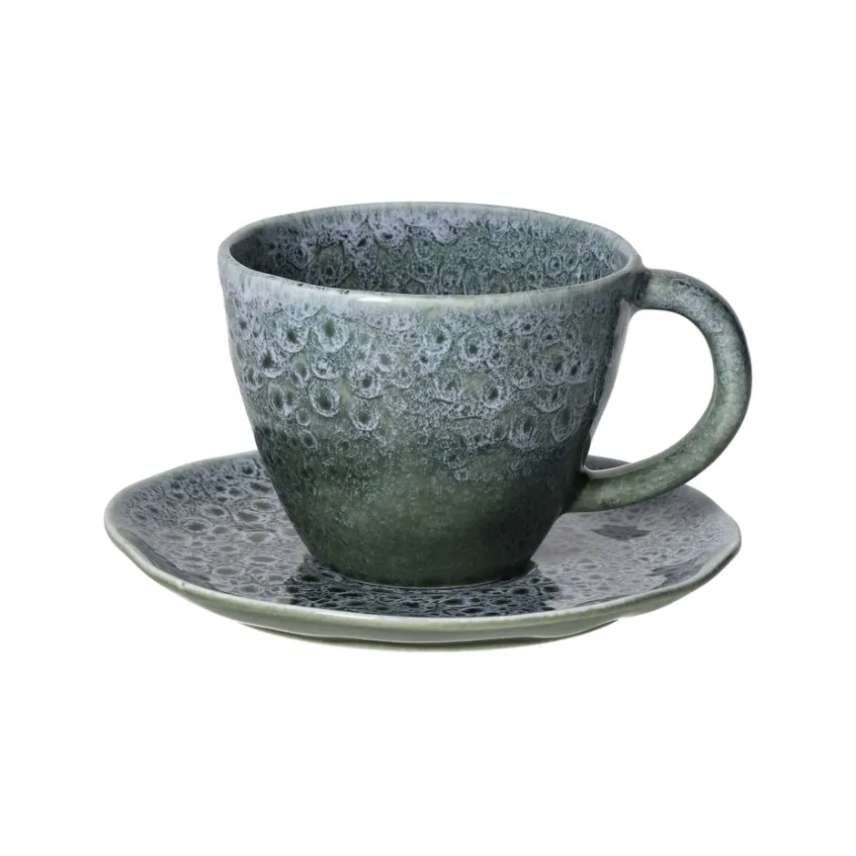 Pomax Vaisselle-DAKOTA - tasse & soucoupe - porcelaine - L 15,1 x W 14,8 x H 8,1 cm - gris