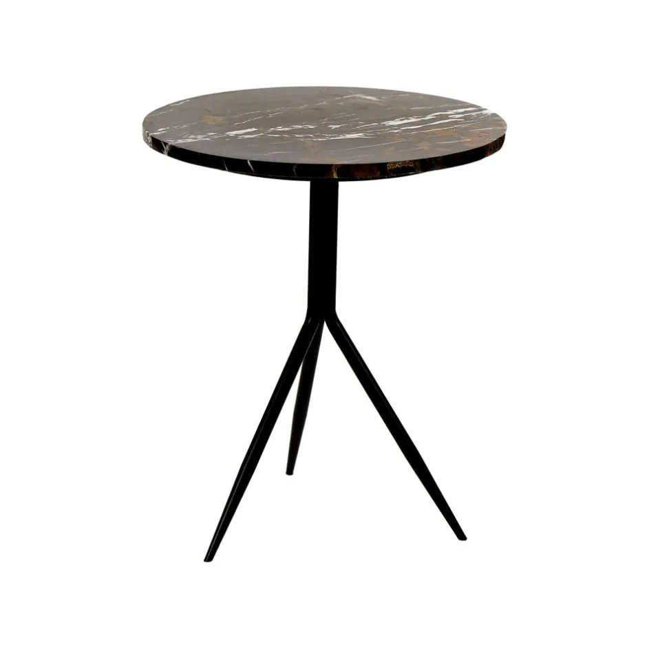 Pomax Tables Basses | Tables-DANA - table d'appoint - marbre / métal - DIA 40 x H 47 cm - brun