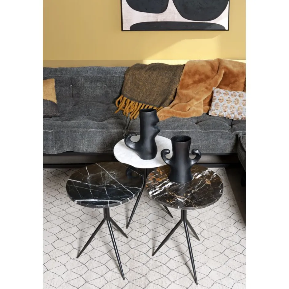Pomax Tables Basses | Tables-DANA - table d'appoint - marbre / métal - DIA 40 x H 47 cm - brun