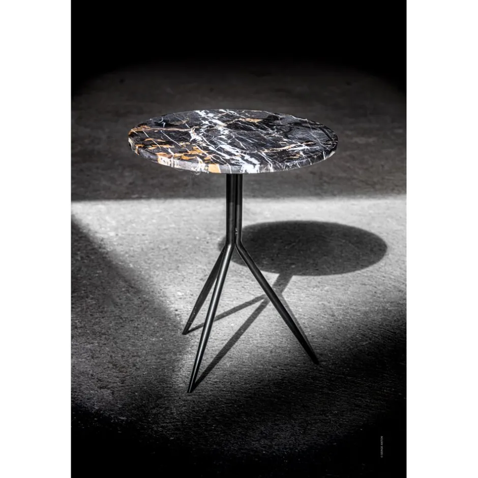 Pomax Tables Basses | Tables-DANA - table d'appoint - marbre / métal - DIA 40 x H 47 cm - brun