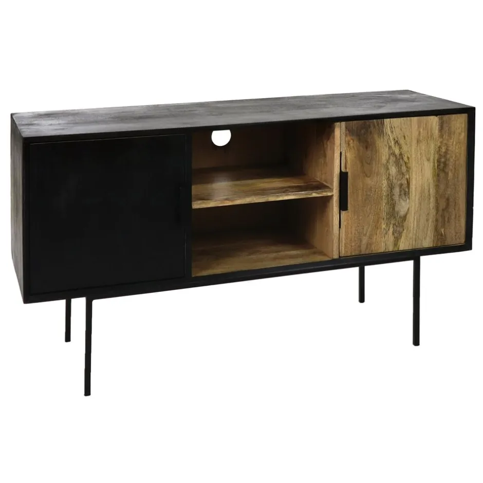 Pomax Armoires-DIEGO - armoire - bois de mangier - L 120 x W 40 x H 65 cm - naturel/noir