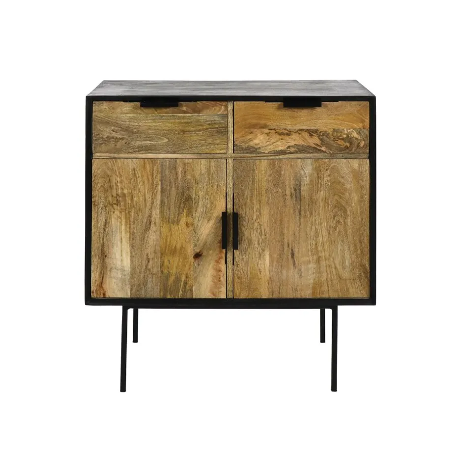 Pomax Armoires-DIEGO - armoire - bois de mangier - L 80 x W 40 x H 86 cm - naturel/noir