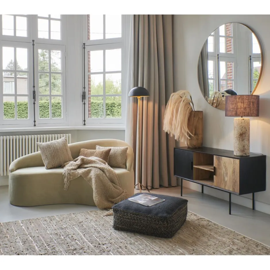Pomax Armoires-DIEGO - armoire - bois de mangier - L 120 x W 40 x H 65 cm - naturel/noir