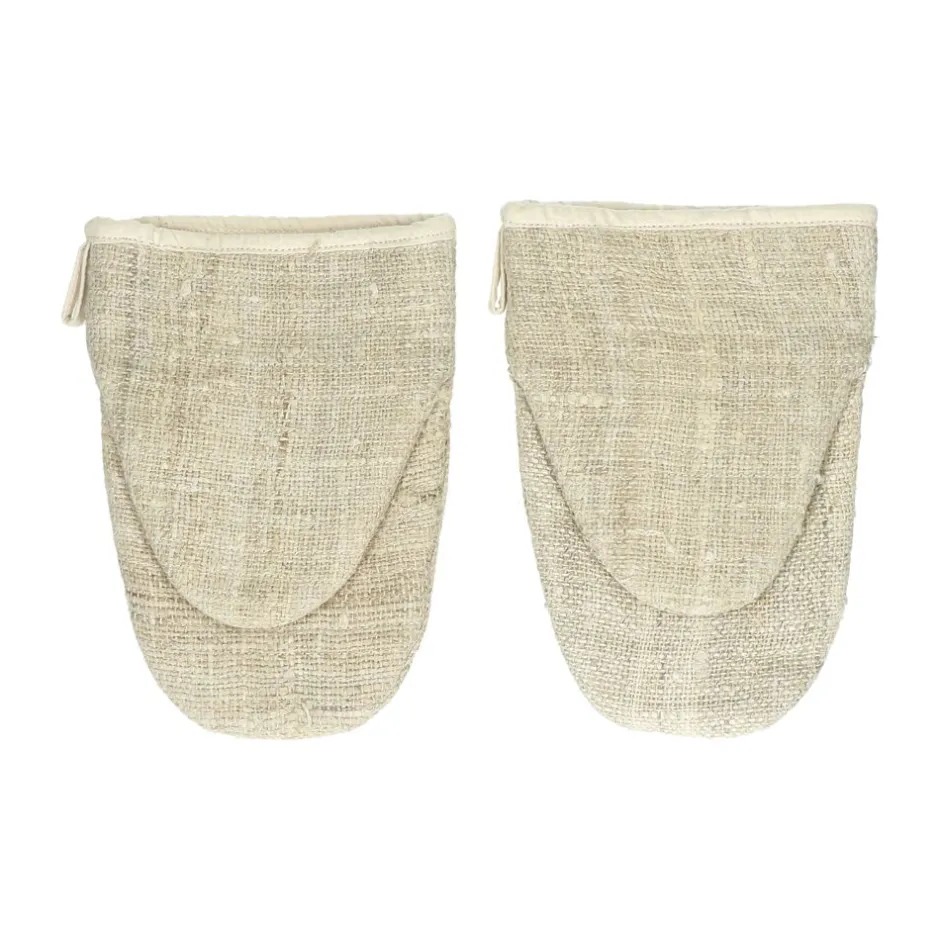 Pomax Accessoires-ECKOO - set/2 gants de cuisine - jute / coton - L 22 x W 15 cm - naturel