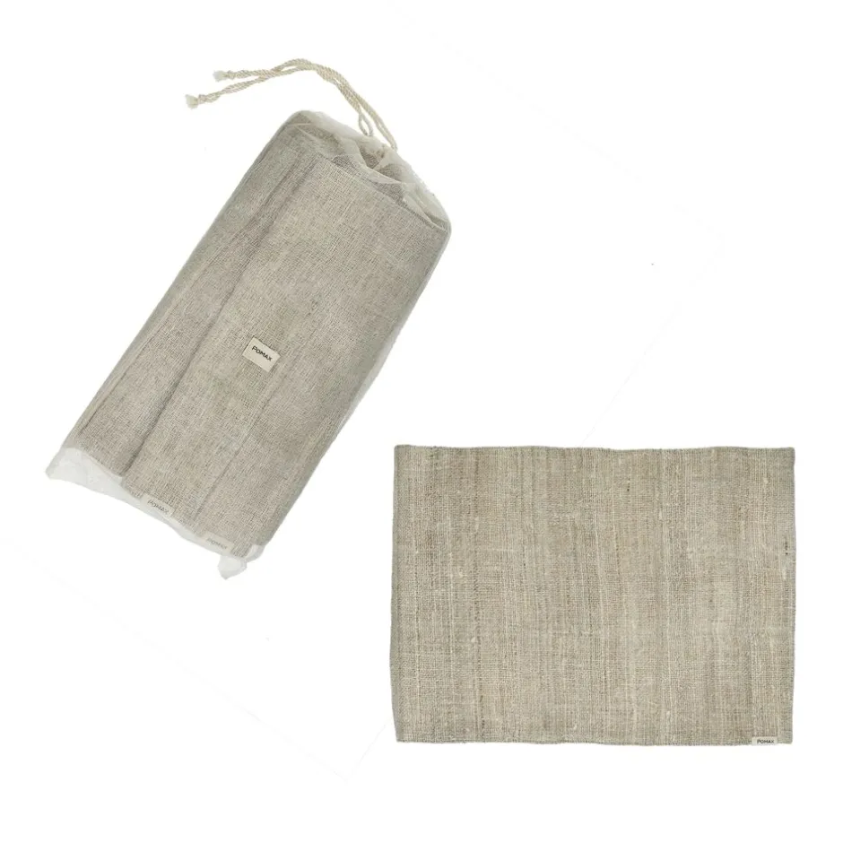 Pomax Linge De Table-ECKOO - set/4 sets de table - chanvre - L 48 x W 33 cm - naturel