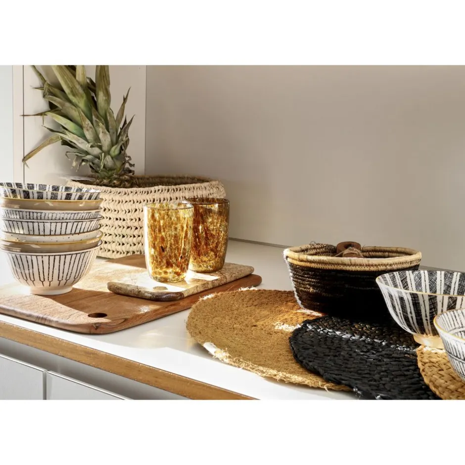 Pomax Linge De Table-ECKOO - set/4 sets de table - fibre de coco - DIA 38 cm - brun