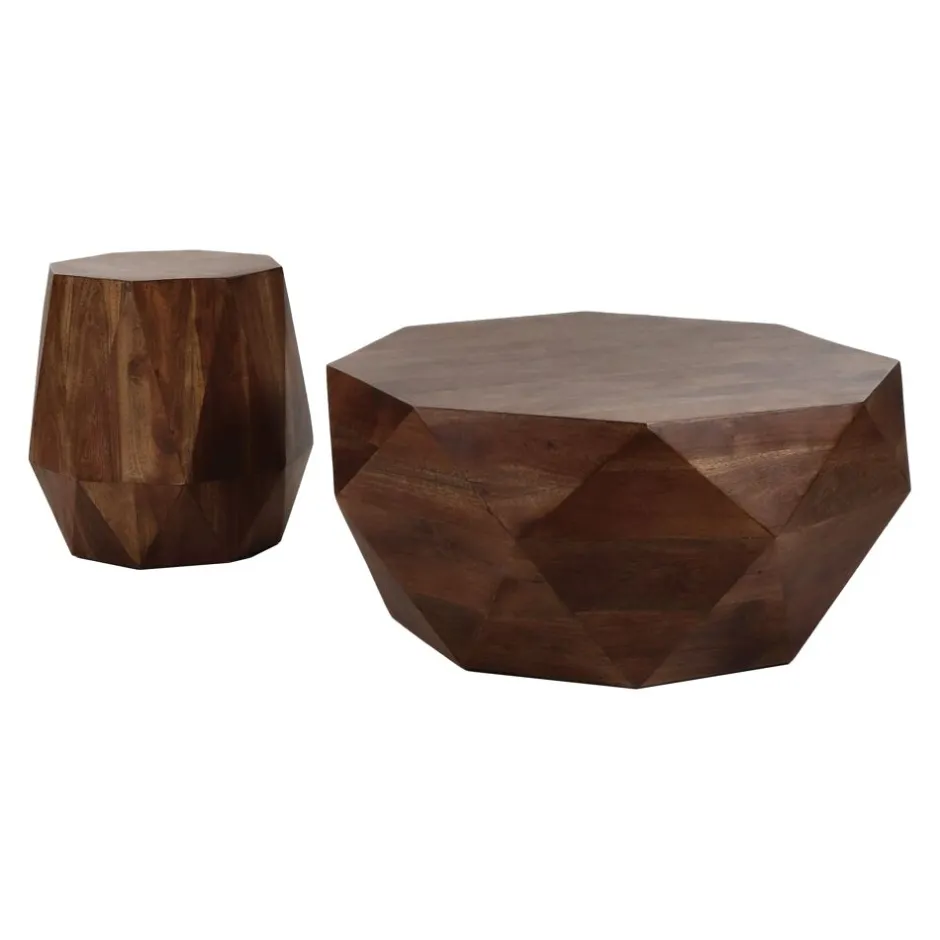 Pomax Tables Basses | Tables-EDENBURG - table basse - bois d'acacia - L 45 x W 45 x H 45 cm - brun