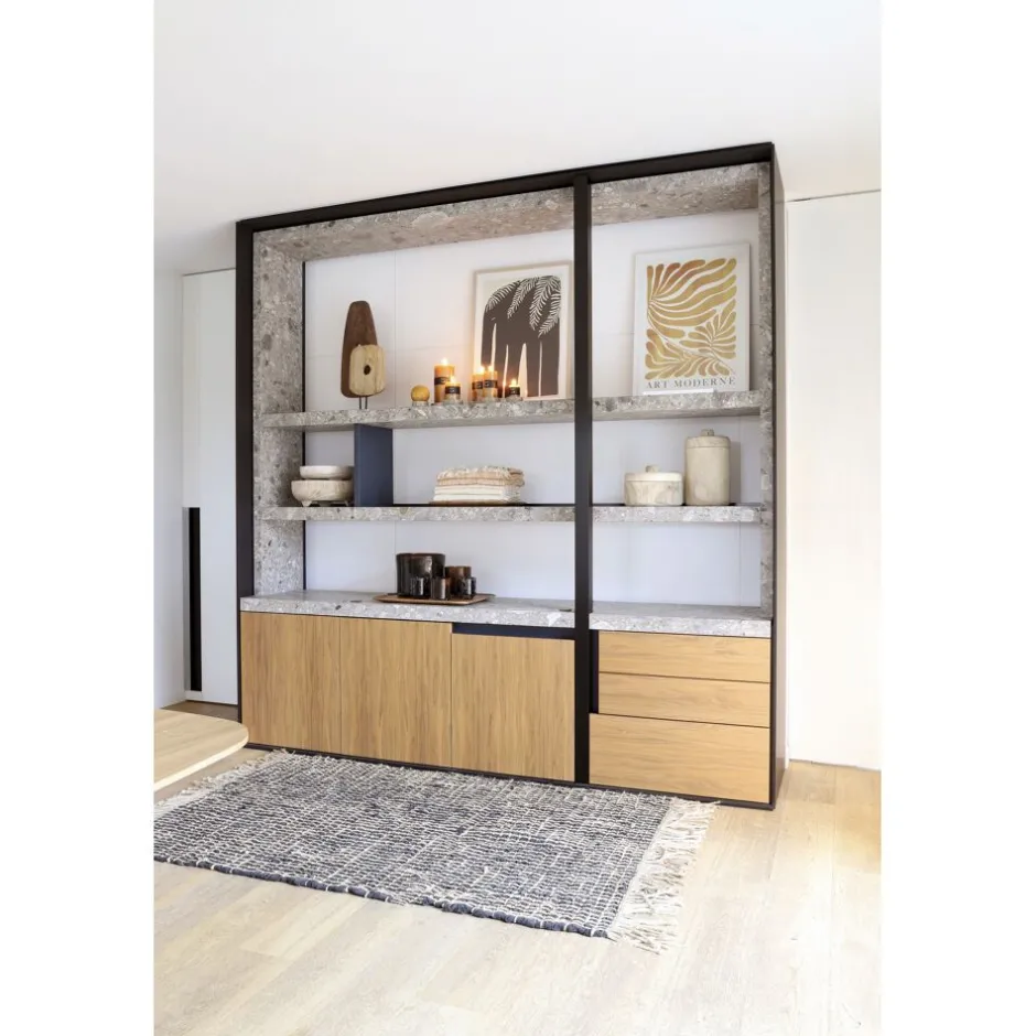 Pomax Objets De Décoration-EFFA - objet déco - bois / métal - L 22,5 x W 10 x H 59 cm - noyer