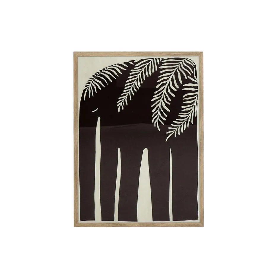 Pomax Tableau / Déco Murale-ELEFANTE - toile encadrée avec verre - canvas / bois - L 52,5 x W 3 x H 72,5 cm - noir/blanc