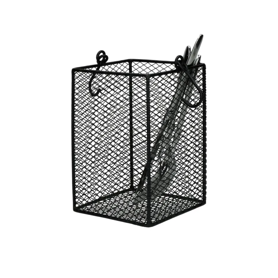 Pomax Concepts Modulaires-ESZENTIAL - panier à couverts - métal - L 12 x W 12 x H 19,5 cm - noir