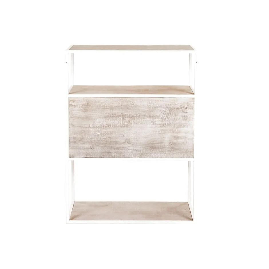 Pomax Étagères-ESZENTIAL - rack 2 portes - métal / bois de sapin - L 60 x W 30 x H 80 cm - naturel/blanc