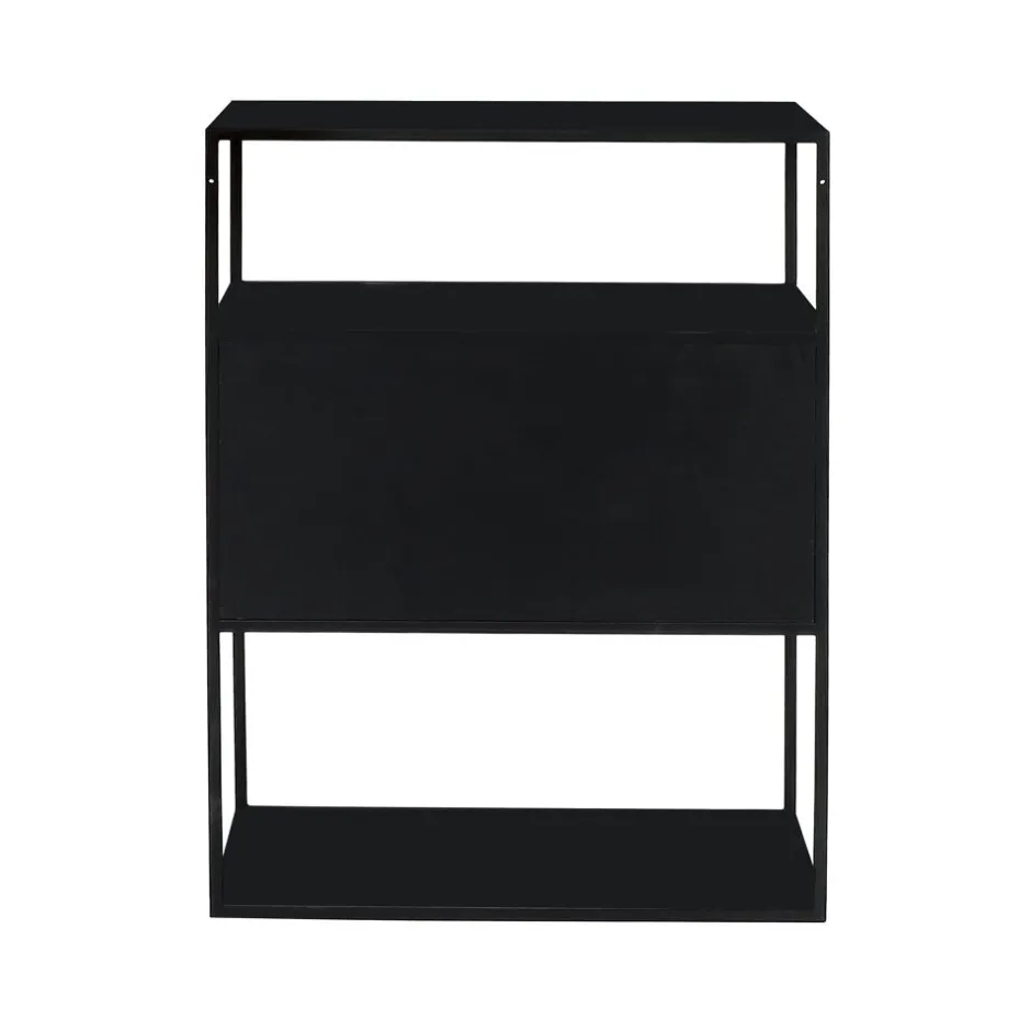Pomax Étagères-ESZENTIAL - rack 2 portes - métal / bois de sapin - L 60 x W 30 x H 80 cm - noir