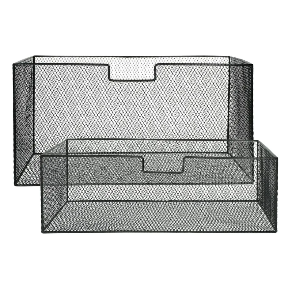 Pomax Concepts Modulaires-ESZENTIAL - set/2 paniers - métal - L 55/56 x W 29/30 x H 17,5/27,5 cm - noir