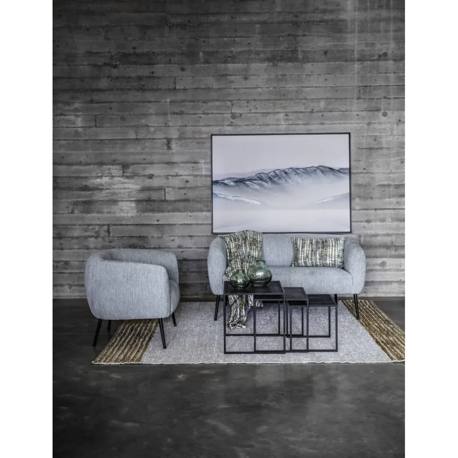 Pomax Tables Basses | Tables-ESZENTIAL - set/3 tables d'appoint - métal / bois de sapin - L 45/40/35 x W 45/40/35 x H 45/40/35 cm - noir