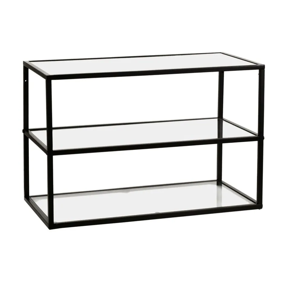 Pomax Étagères Murales | Étagères-ESZENTIAL - étagère - métal / verre - L 60 x W 30 x H 40 cm - noir