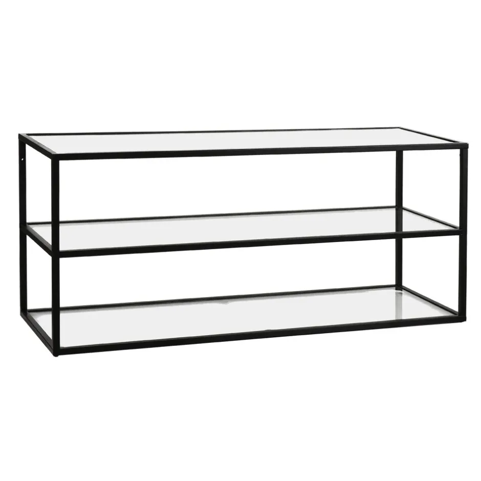 Pomax Étagères Murales | Étagères-ESZENTIAL - étagère - métal / verre - L 120 x W 30 x H 60 cm - noir