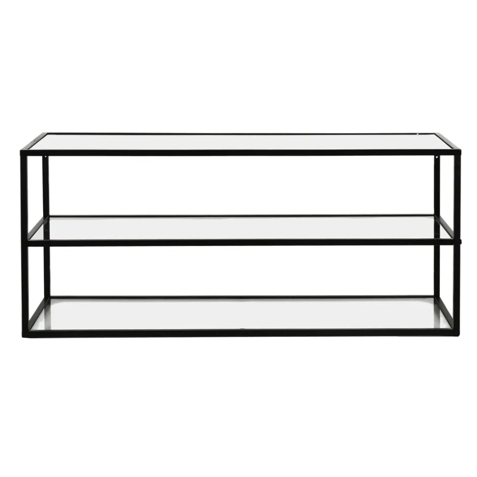 Pomax Étagères Murales | Étagères-ESZENTIAL - étagère - métal / verre - L 90 x W 30 x H 40 cm - noir