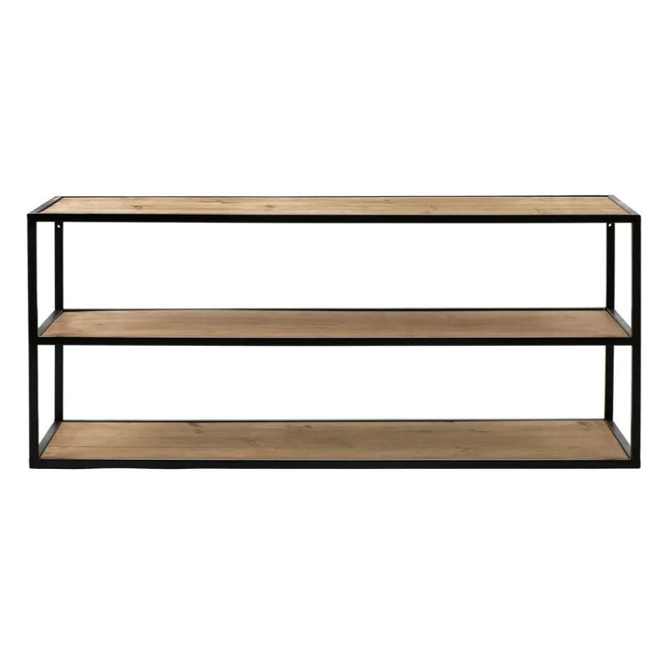 Pomax Étagères Murales | Étagères-ESZENTIAL - étagère/table d'appoint - métal / bois - L 120 x W 30 x H 60 cm - naturel/noir