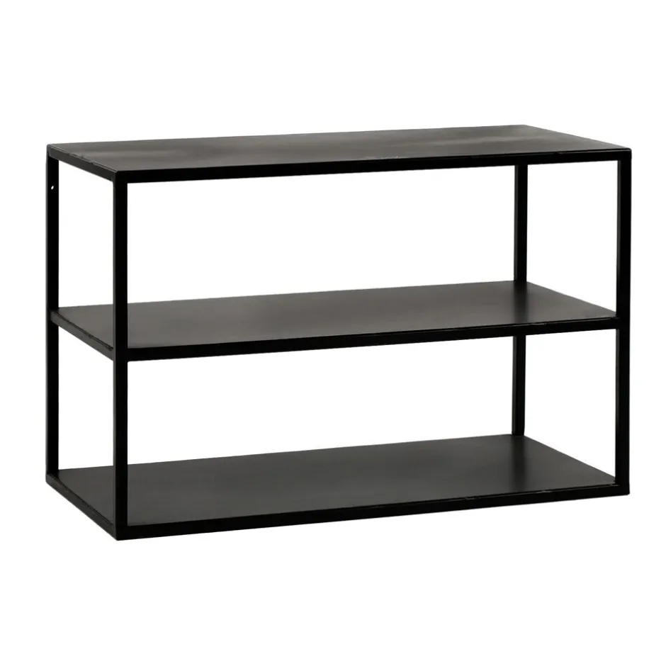 Pomax Étagères Murales | Étagères-ESZENTIAL - étagère/table d'appoint - métal / bois - L 60 x W 30 x H 40 cm - noir