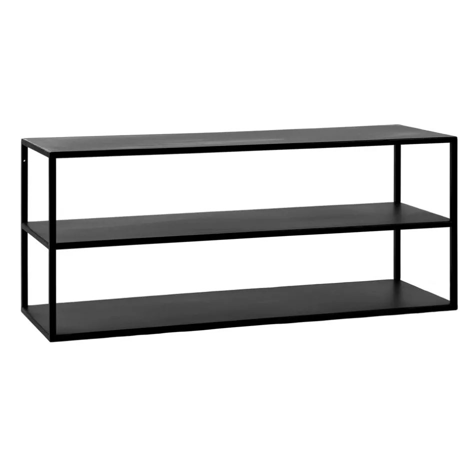 Pomax Étagères Murales | Étagères-ESZENTIAL - étagère/table d'appoint - métal / bois - L 120 x W 30 x H 60 cm - noir