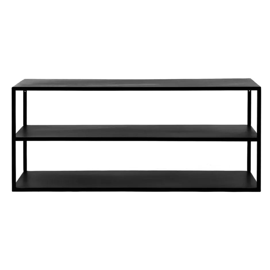 Pomax Étagères Murales | Étagères-ESZENTIAL - étagère/table d'appoint - métal / bois - L 120 x W 30 x H 60 cm - noir