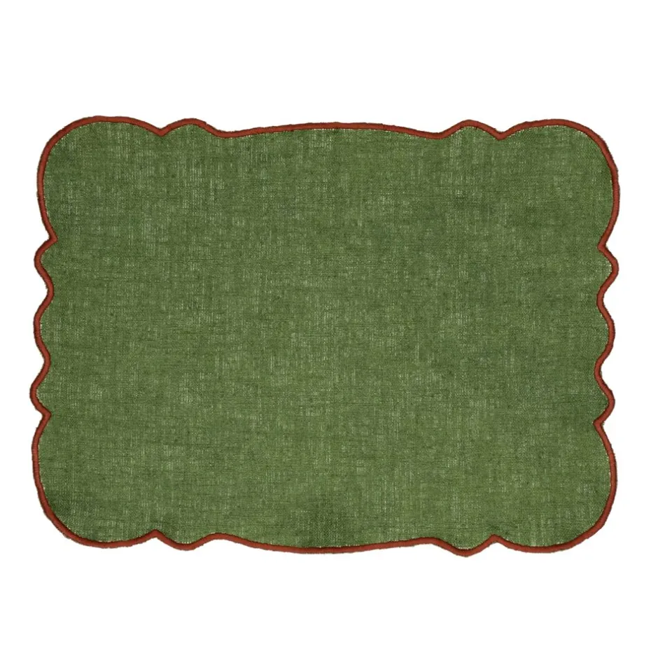 Pomax Linge De Table-FARFALLE - set de table - lin / coton - L 45 x W 35 cm - olive