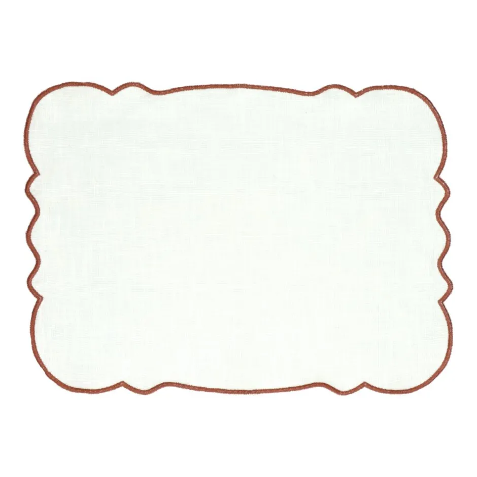 Pomax Linge De Table-FARFALLE - set de table - lin / coton - L 45 x W 35 cm - rouille