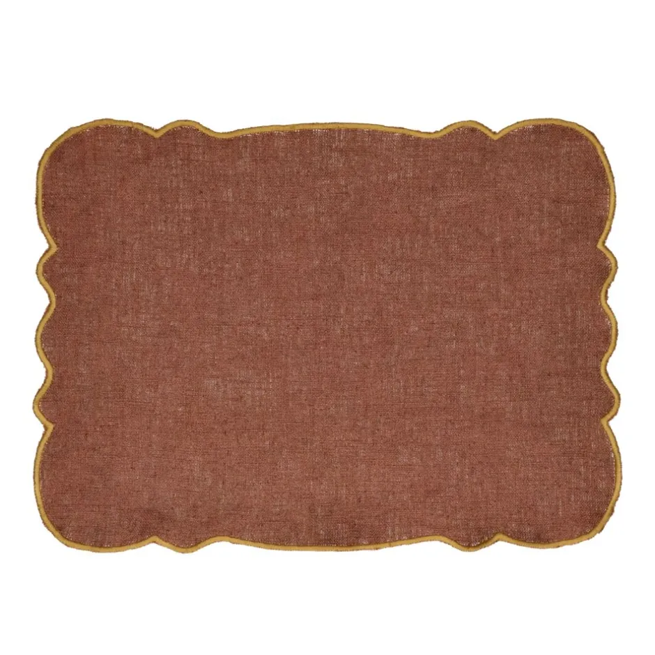 Pomax Linge De Table-FARFALLE - set de table - lin / coton - L 45 x W 35 cm - rouille