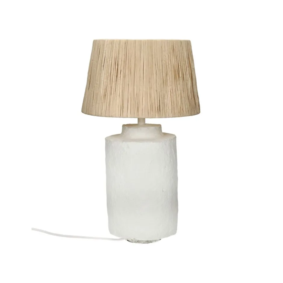 Pomax Lampes De Table-FELISA - lampe de table - papier mâché / métal - DIA 25 x H 42 cm - blanc