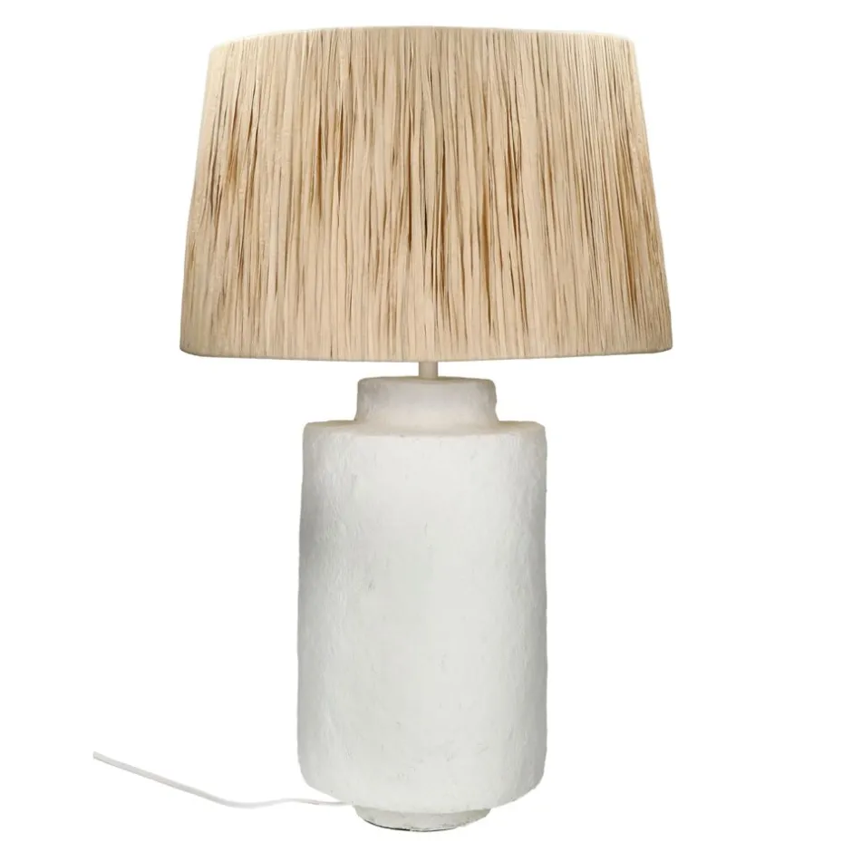 Pomax Lampes De Table-FELISA - lampe de table - papier mâché / métal - DIA 40 x H 62 cm - blanc