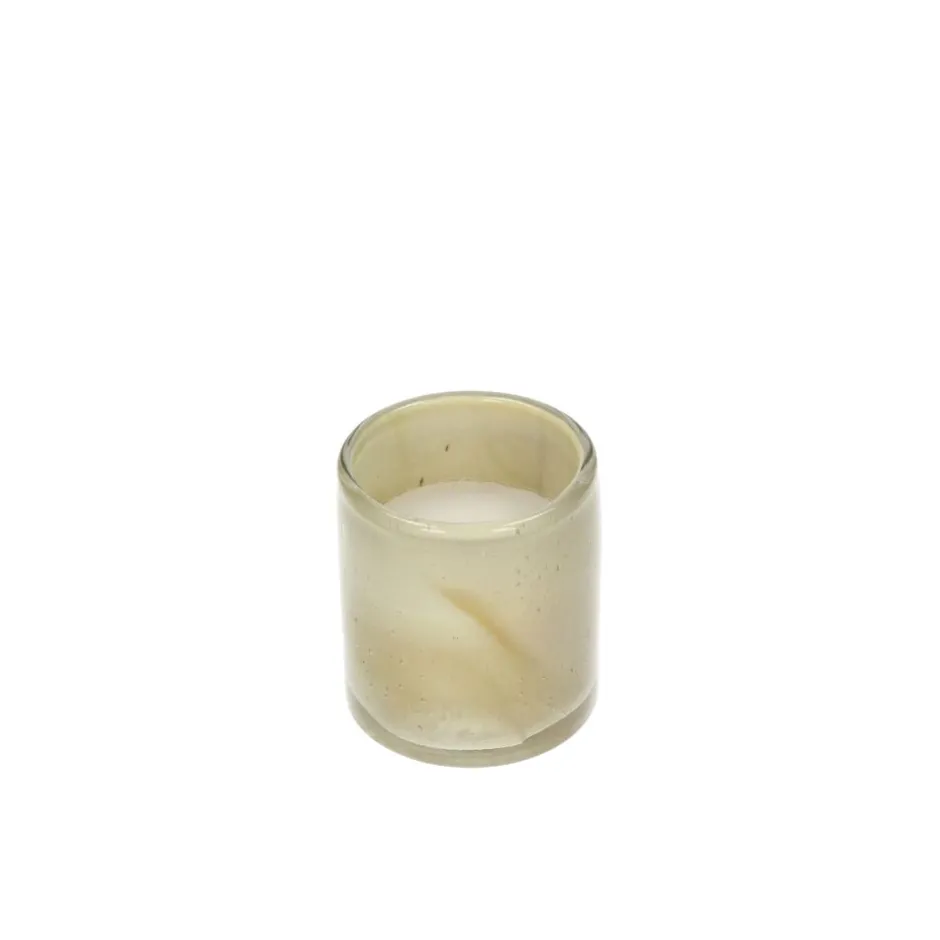 Pomax Bougies-FIRENZE - bougie 1 mèche - cire de paraffine / verre - DIA 8,5 x H 10 cm - beige