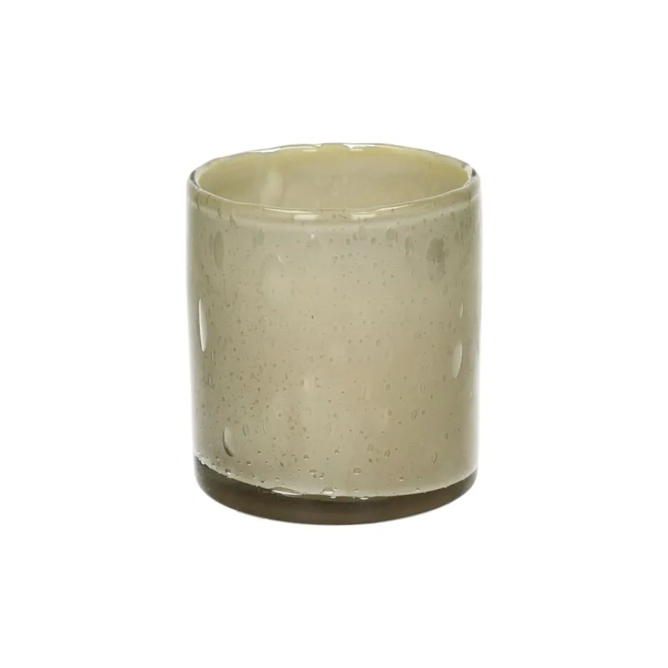 Pomax Bougies-FIRENZE - bougie 3 mèches - cire de paraffine / verre - DIA 12,5 x H 14 cm - beige