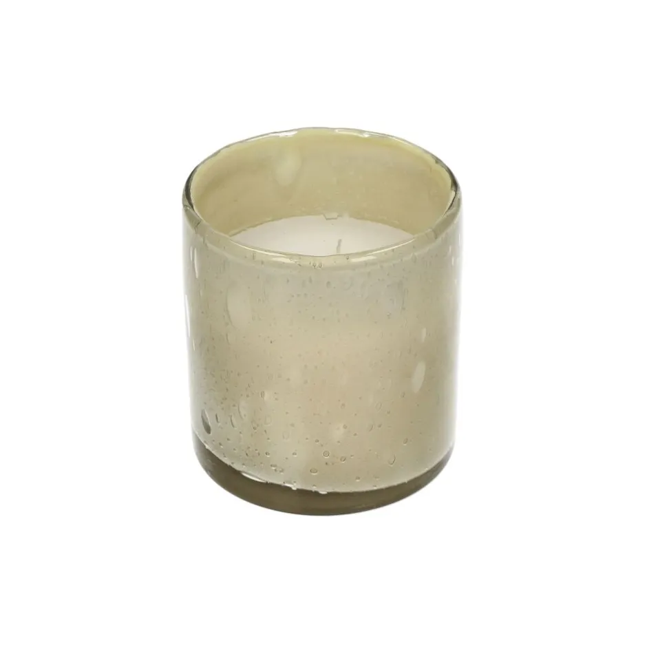Pomax Bougies-FIRENZE - bougie 3 mèches - cire de paraffine / verre - DIA 12,5 x H 14 cm - beige