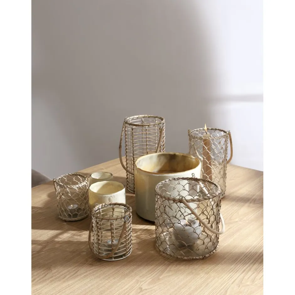 Pomax Bougies-FIRENZE - bougie 3 mèches - cire de paraffine / verre - DIA 12,5 x H 14 cm - beige