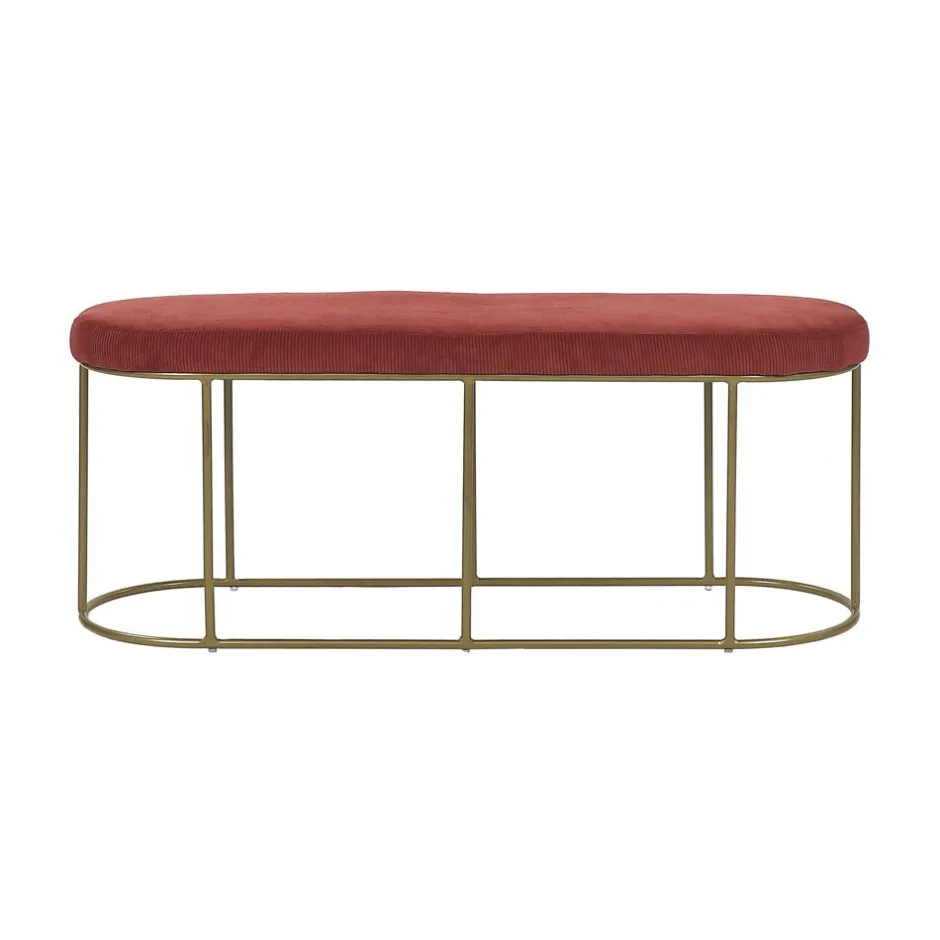 Pomax Bancs-FITZGERALD - banc oval - tissu / métal - L 107 x W 37 x H 43 cm - framboise