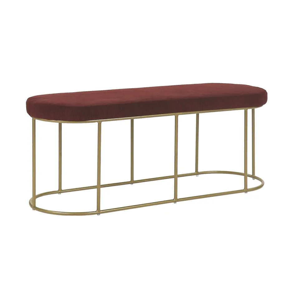Pomax Bancs-FITZGERALD - banc oval - tissu / métal - L 107 x W 37 x H 43 cm - vin