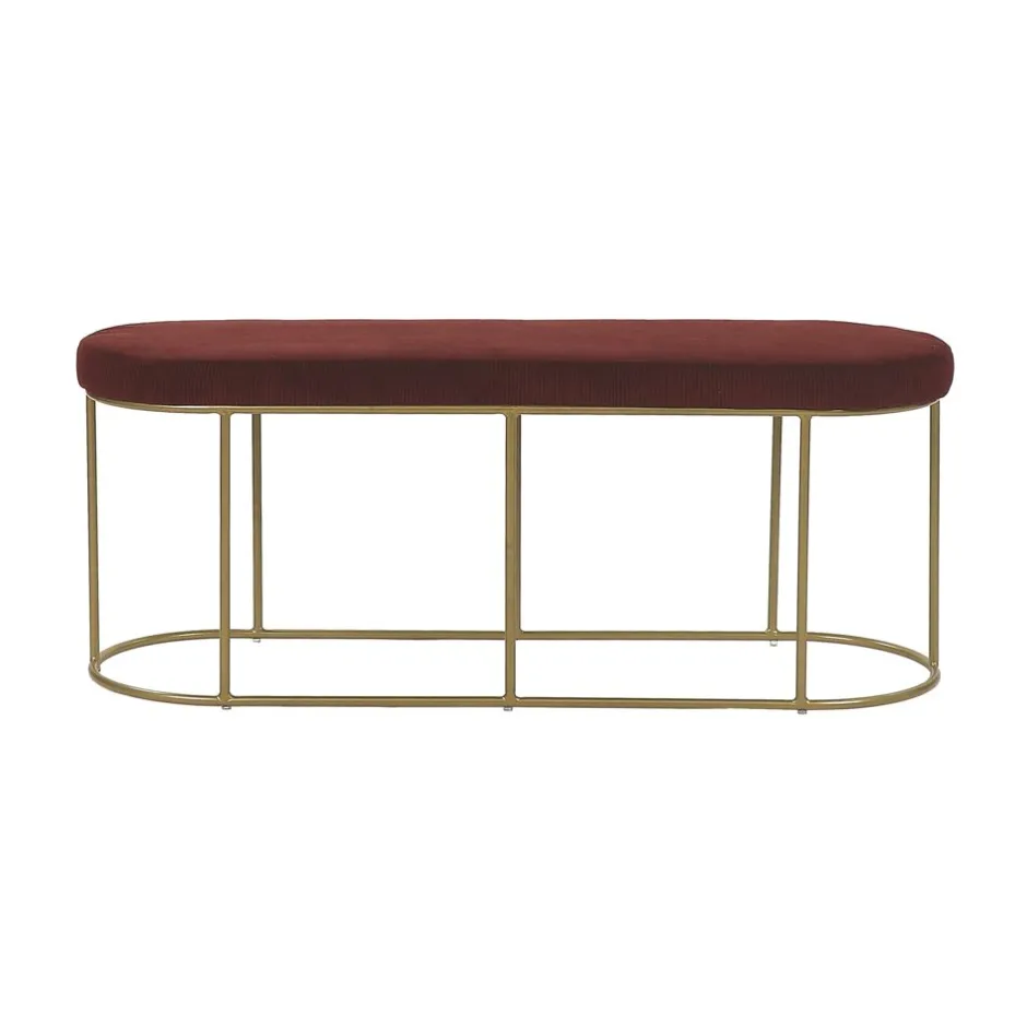 Pomax Bancs-FITZGERALD - banc oval - tissu / métal - L 107 x W 37 x H 43 cm - vin