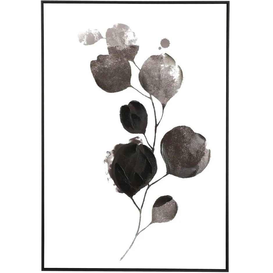 Pomax Tableau / Déco Murale-FLOR - toile avec cadre - canvas / bois - L 100 x W 4,3 x H 140 cm - noir