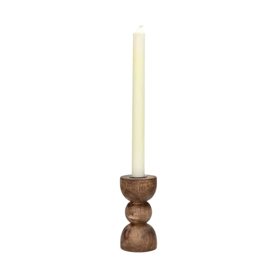 Pomax Chandeliers-FLORENCE - bougeoir - bois de frêne - DIA 6 x H 12 cm - noyer