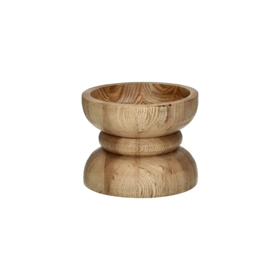Pomax Chandeliers-FLORENCE - bougeoir - bois de frêne / fer - DIA 13 x H 10 cm - naturel