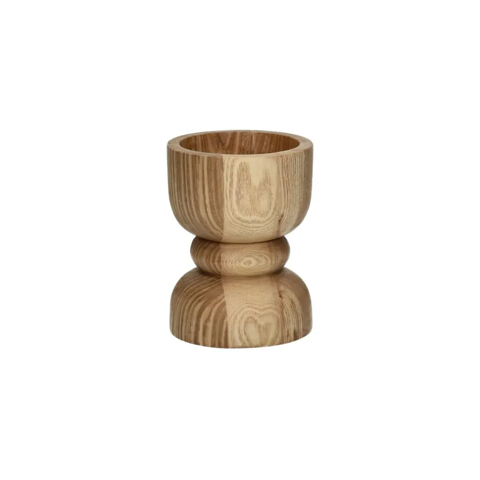 Pomax Chandeliers-FLORENCE - bougeoir - bois de frêne / fer - DIA 10 x H 13 cm - naturel