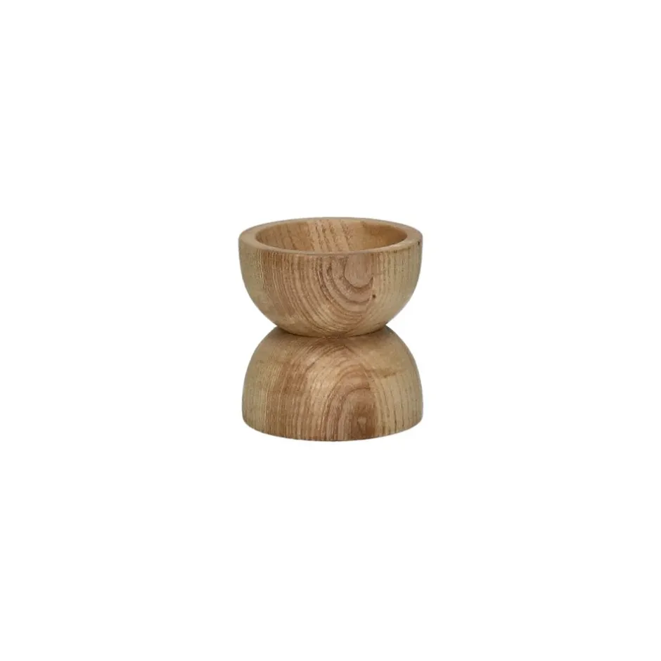 Pomax Chandeliers-FLORENCE - bougeoir - bois de frêne / fer - DIA 8 x H 8 cm - naturel