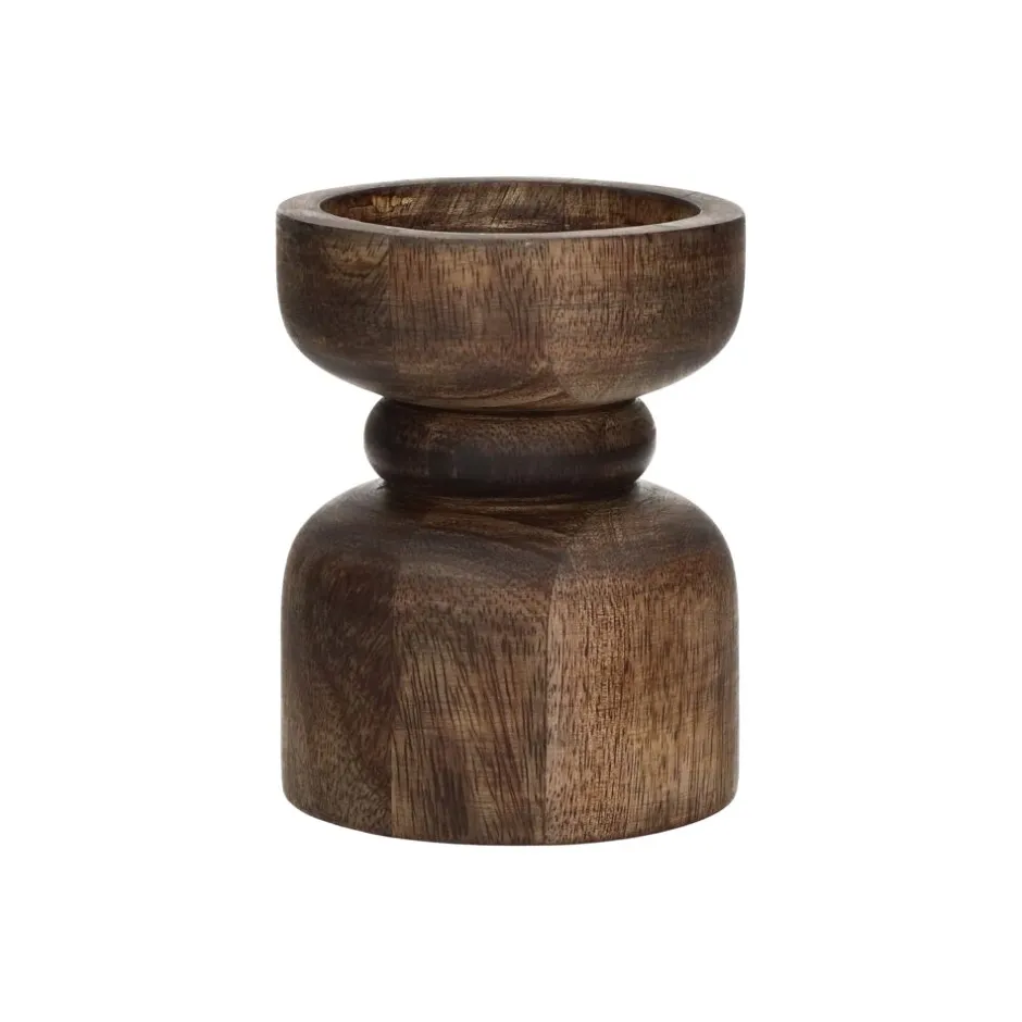 Pomax Chandeliers-FLORENCE - bougeoir - bois de frêne / fer - DIA 10 x H 13 cm - noyer